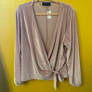 Pink velvet wrap top